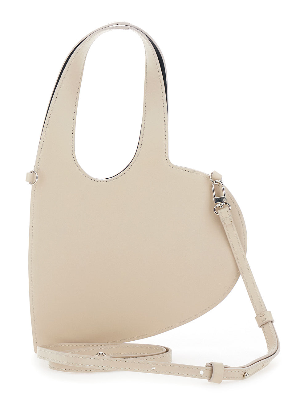 Coperni Heart-Shaped Leather Shoulder Bag — Beige, view 2