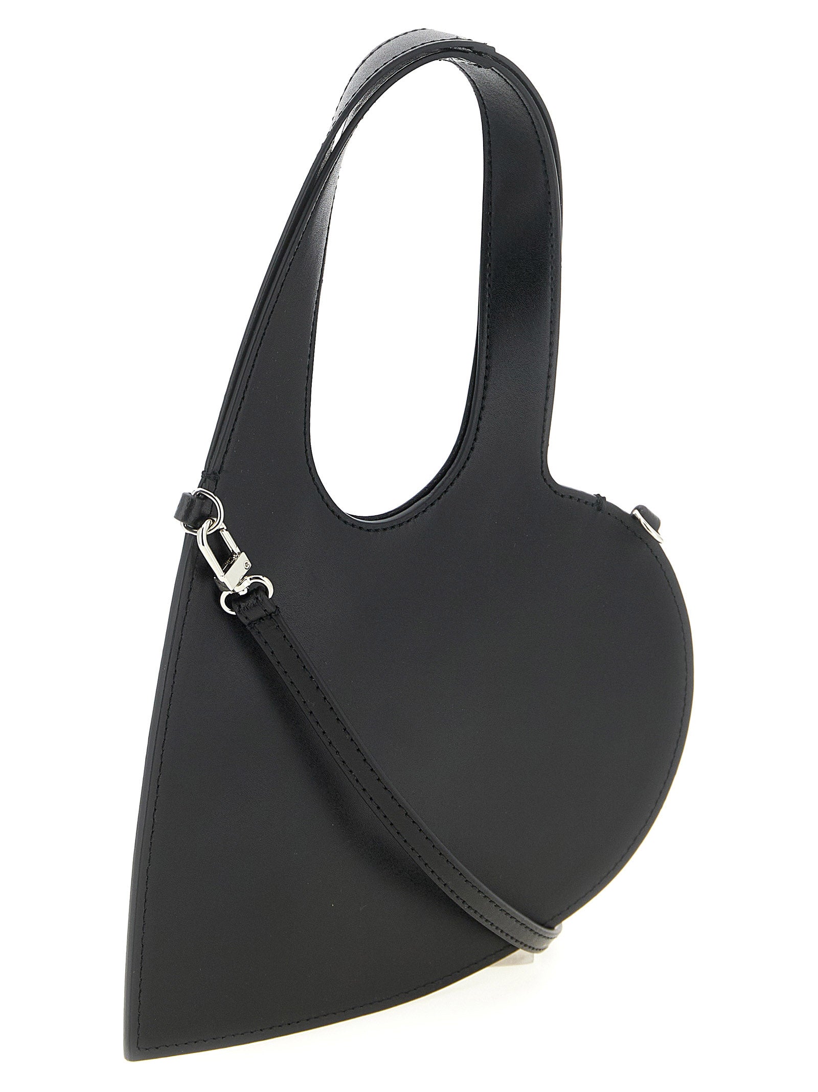Coperni Heart-Shaped Leather Shoulder Bag — Black, view 2