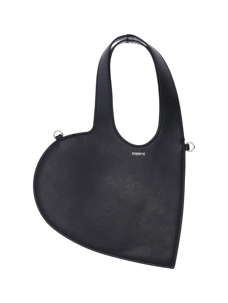 Coperni Heart-Shaped Calf Leather Shoulder Bag — Black by Coperni