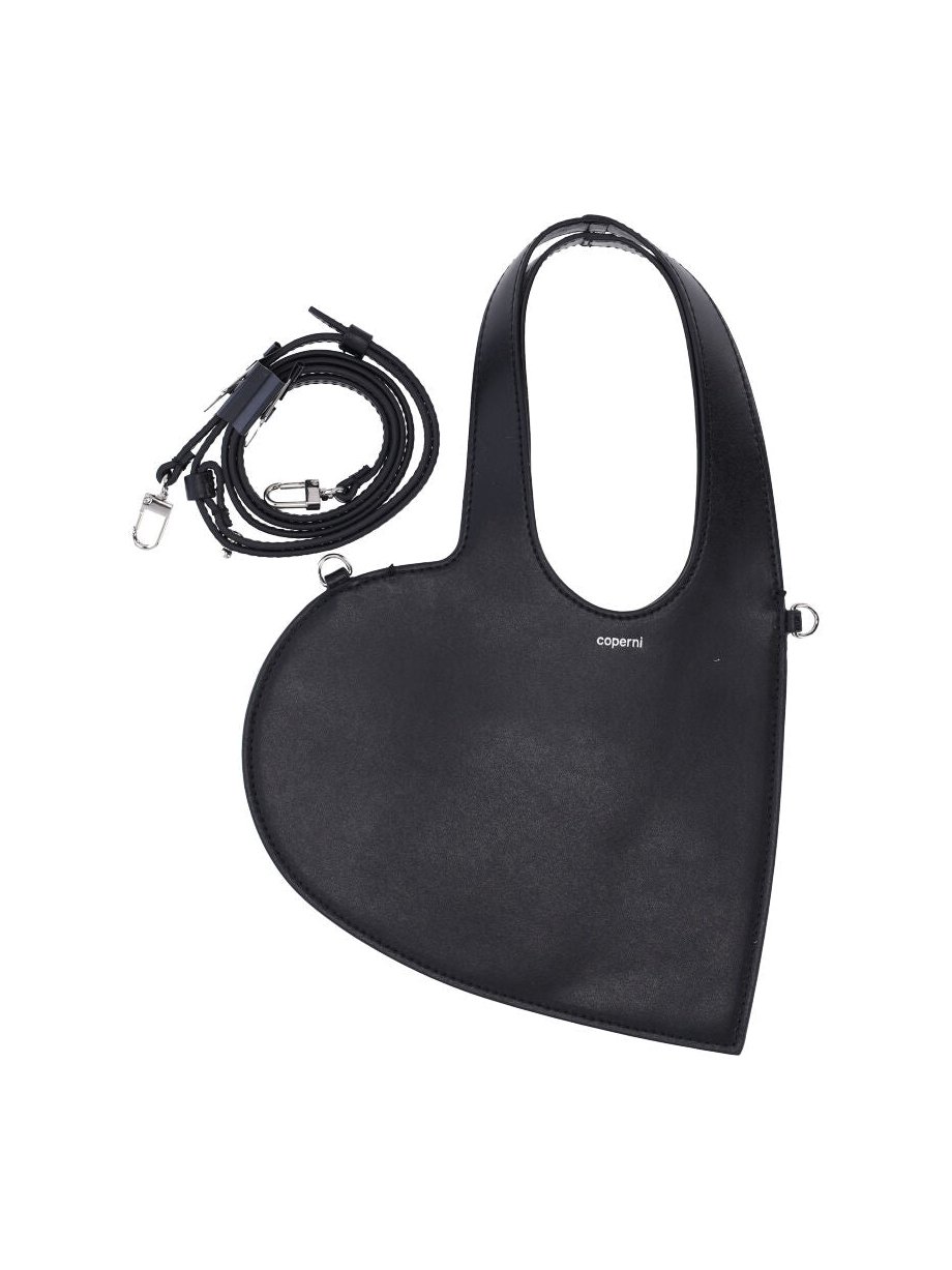 Coperni Heart-Shaped Calf Leather Shoulder Bag — Black, view 3