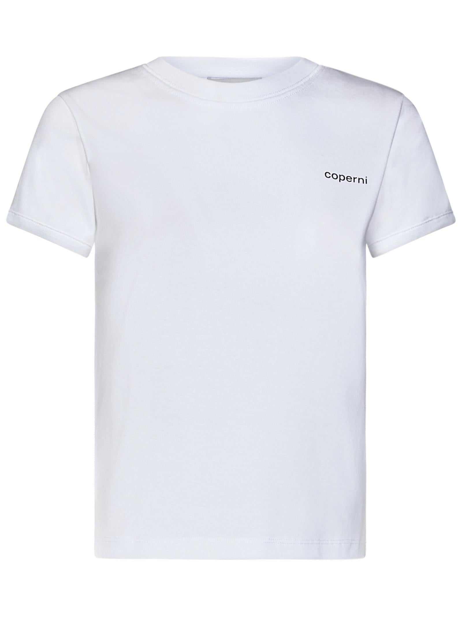 Coperni Logo-Embroidered Cotton T-Shirt — White, view 3