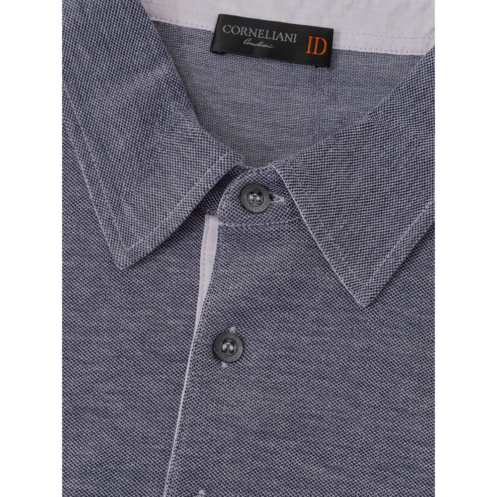 Corneliani Long-Sleeve Cotton Polo — Blue, view 4