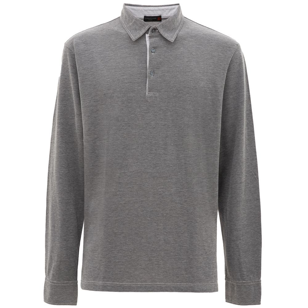 Corneliani Long-Sleeve Cotton Polo — Gray by Corneliani