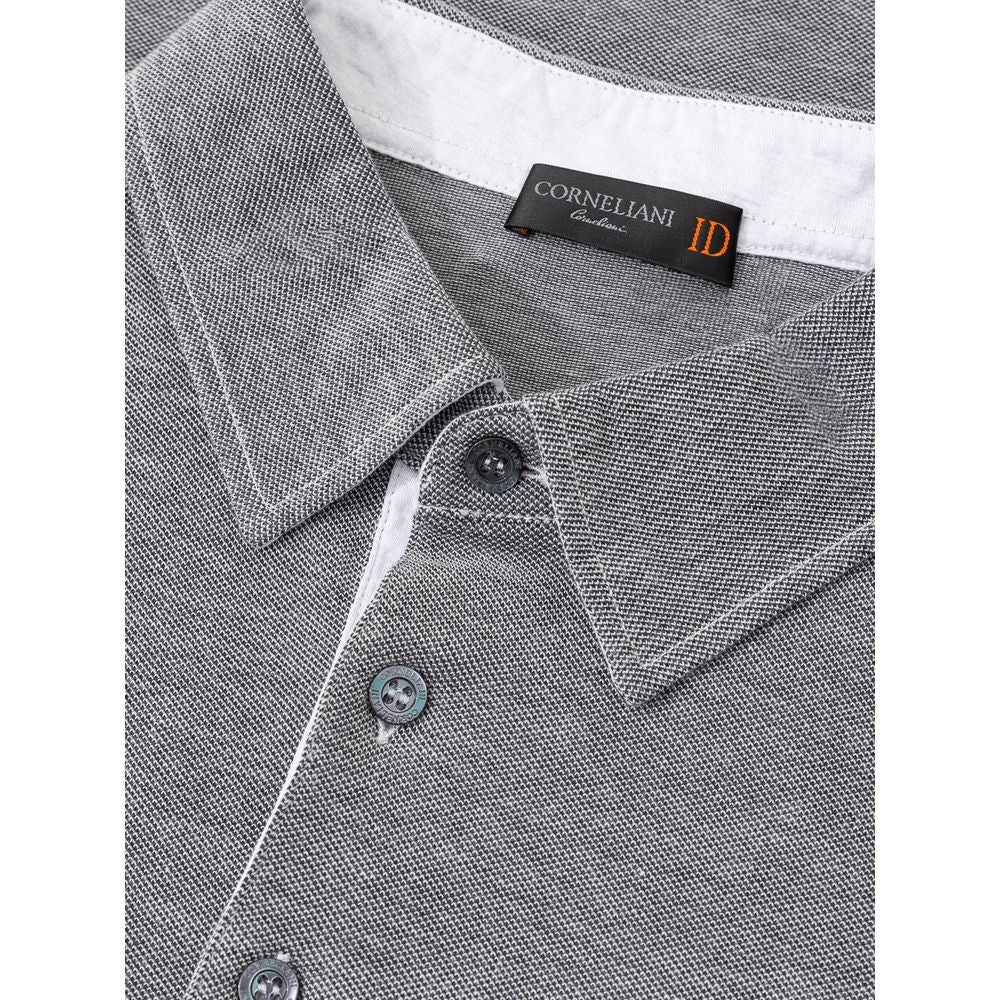 Corneliani Long-Sleeve Cotton Polo — Gray, view 4