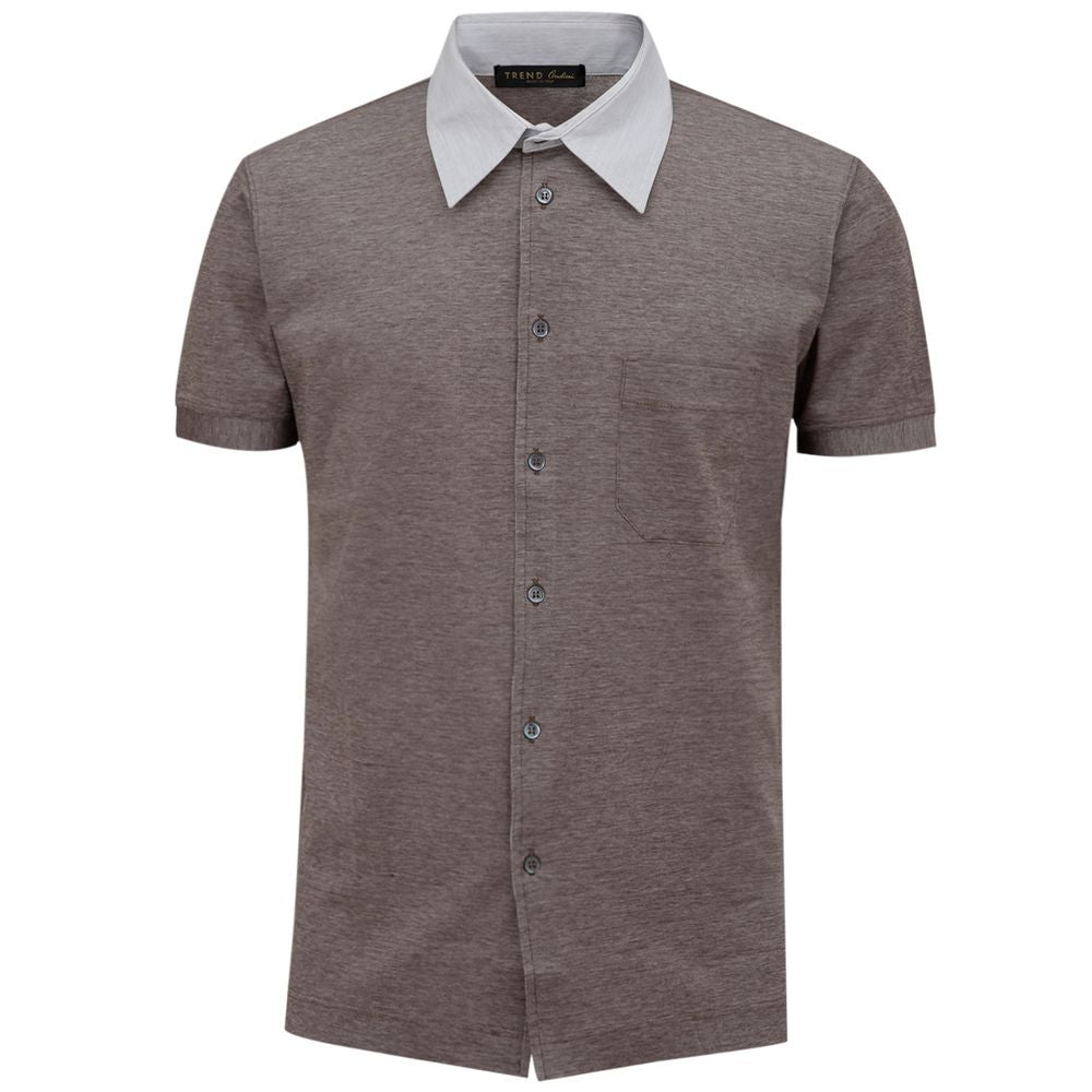 Corneliani Bicolor Cotton Short-Sleeve Shirt — Gray by Corneliani