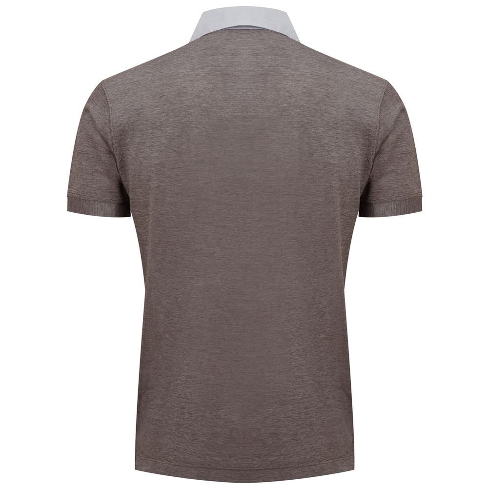 Corneliani Bicolor Cotton Short-Sleeve Shirt — Gray, view 2