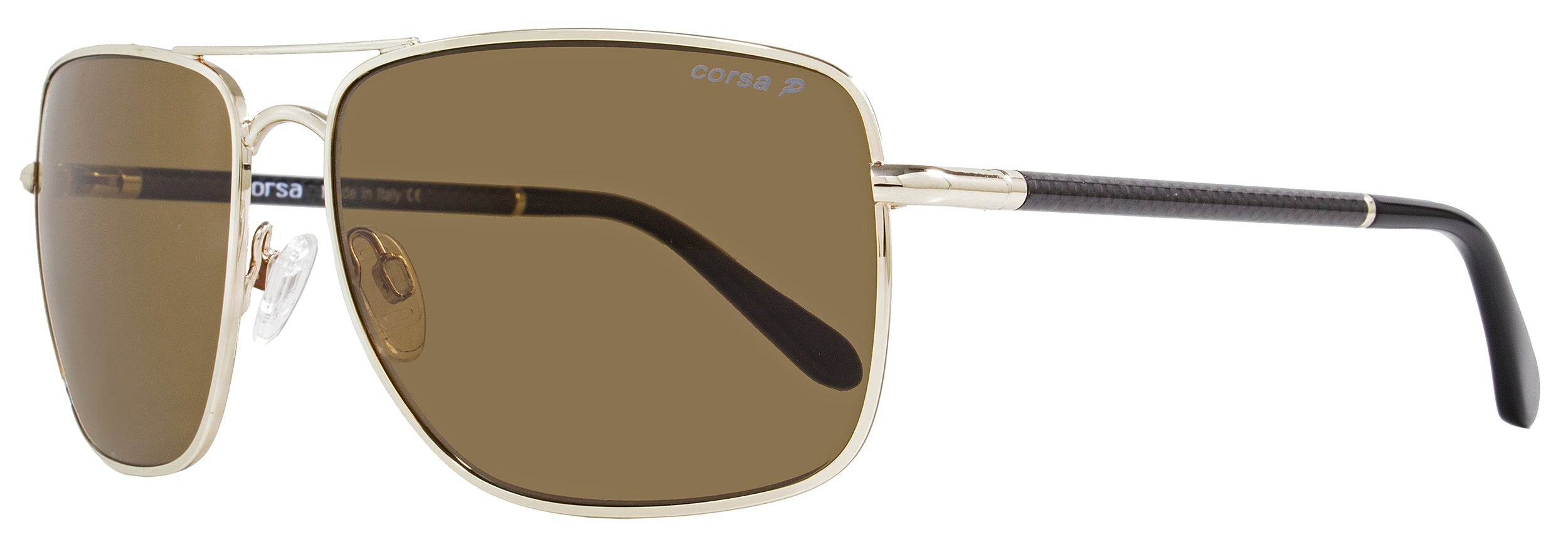 Corsa Enzo Polarized Rectangular Sunglasses — Gold by Corsa