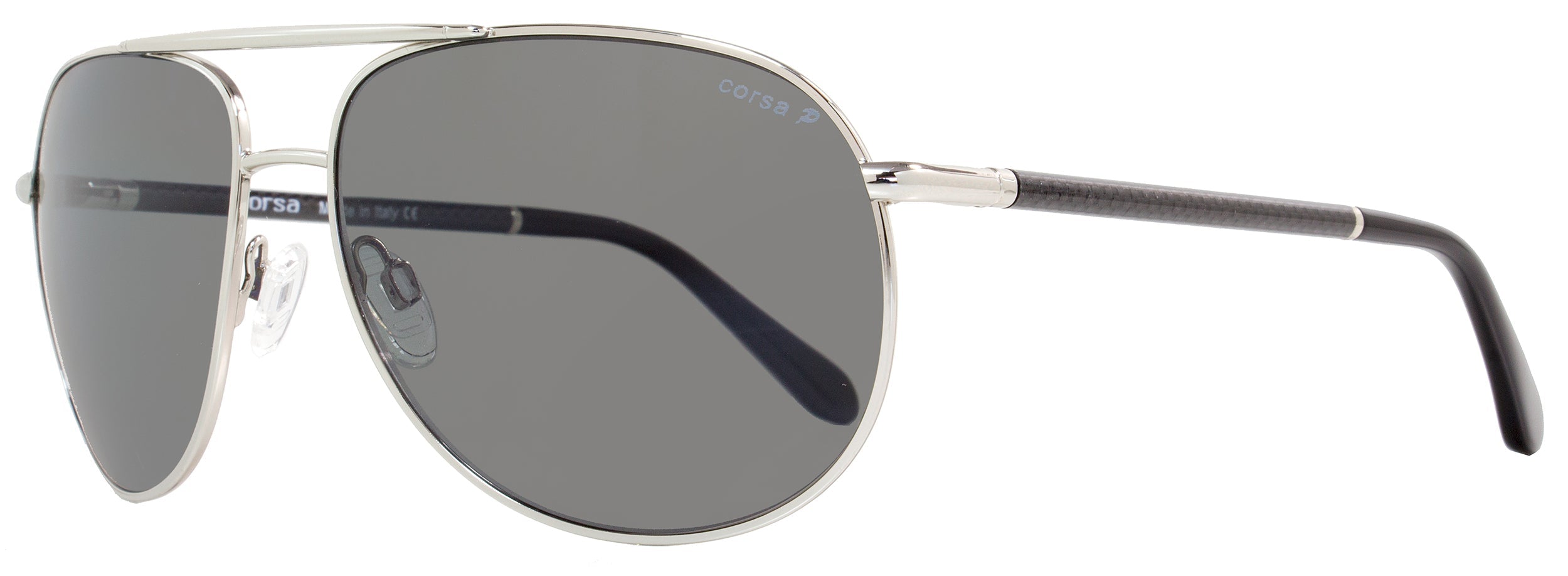 Corsa Marko Carbon Fiber Aviator Sunglasses — Silver by Corsa