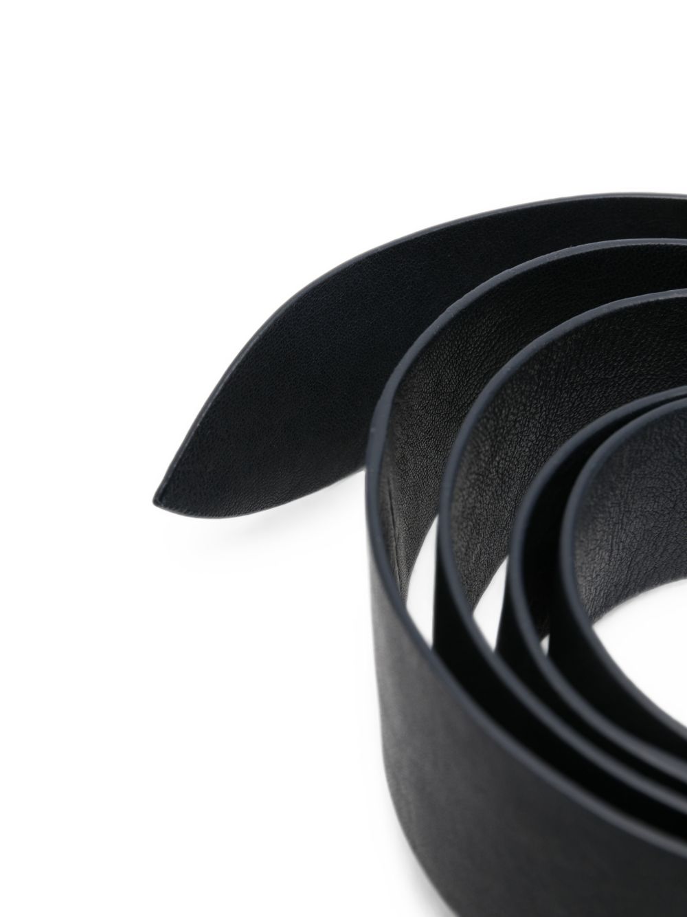 Cortana Grained Leather Pointed-Tip Belt — Black, view 3