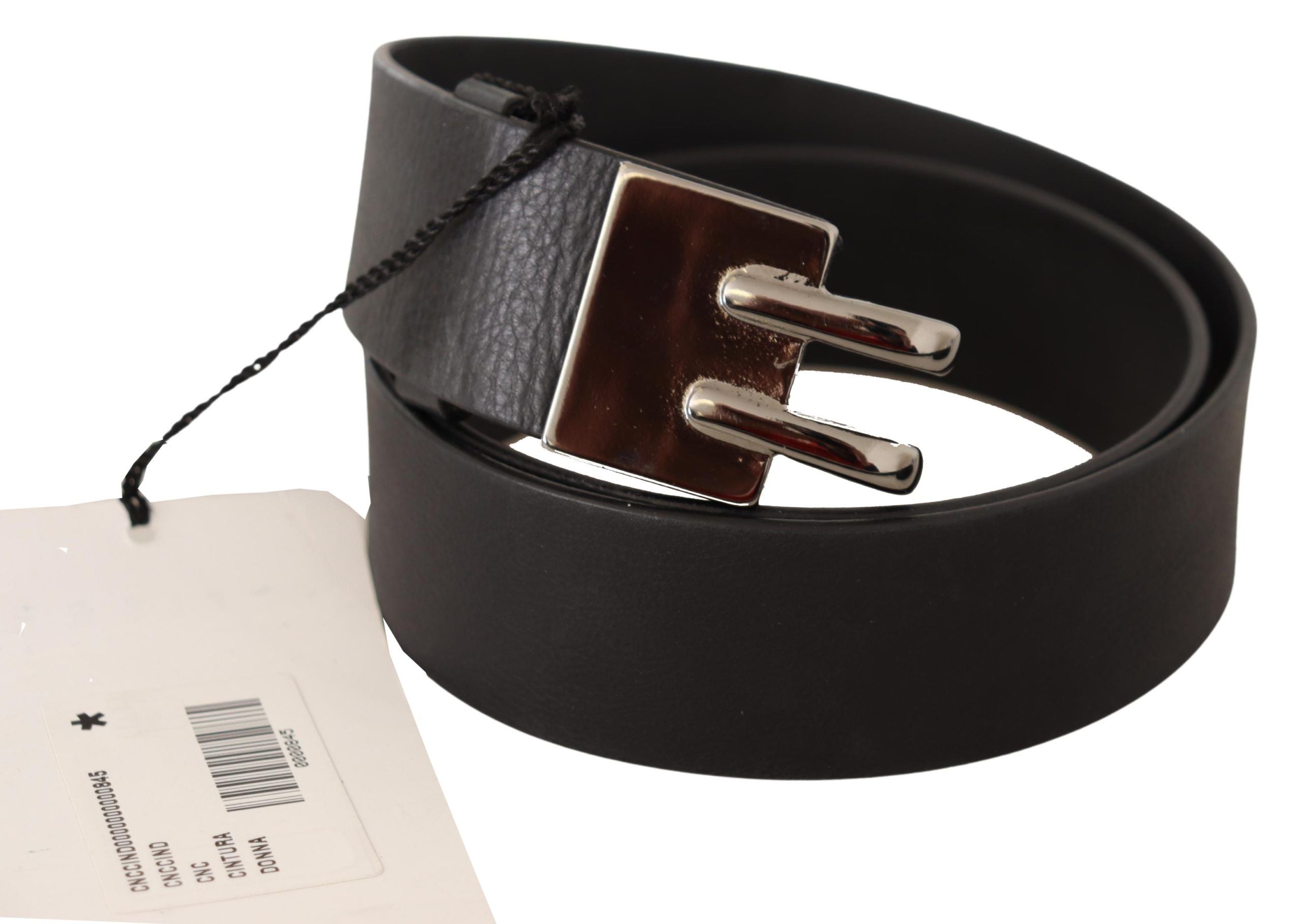 Costume National Leather with Silver-Tone Buckle Belt — Black by Costume National