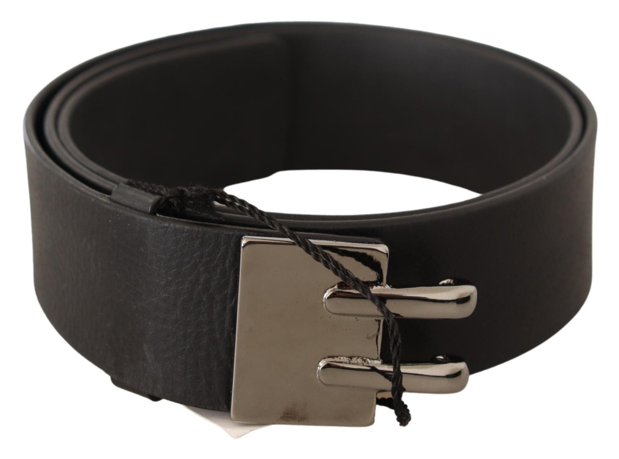 Costume National Leather with Silver-Tone Buckle Belt — Black, view 3