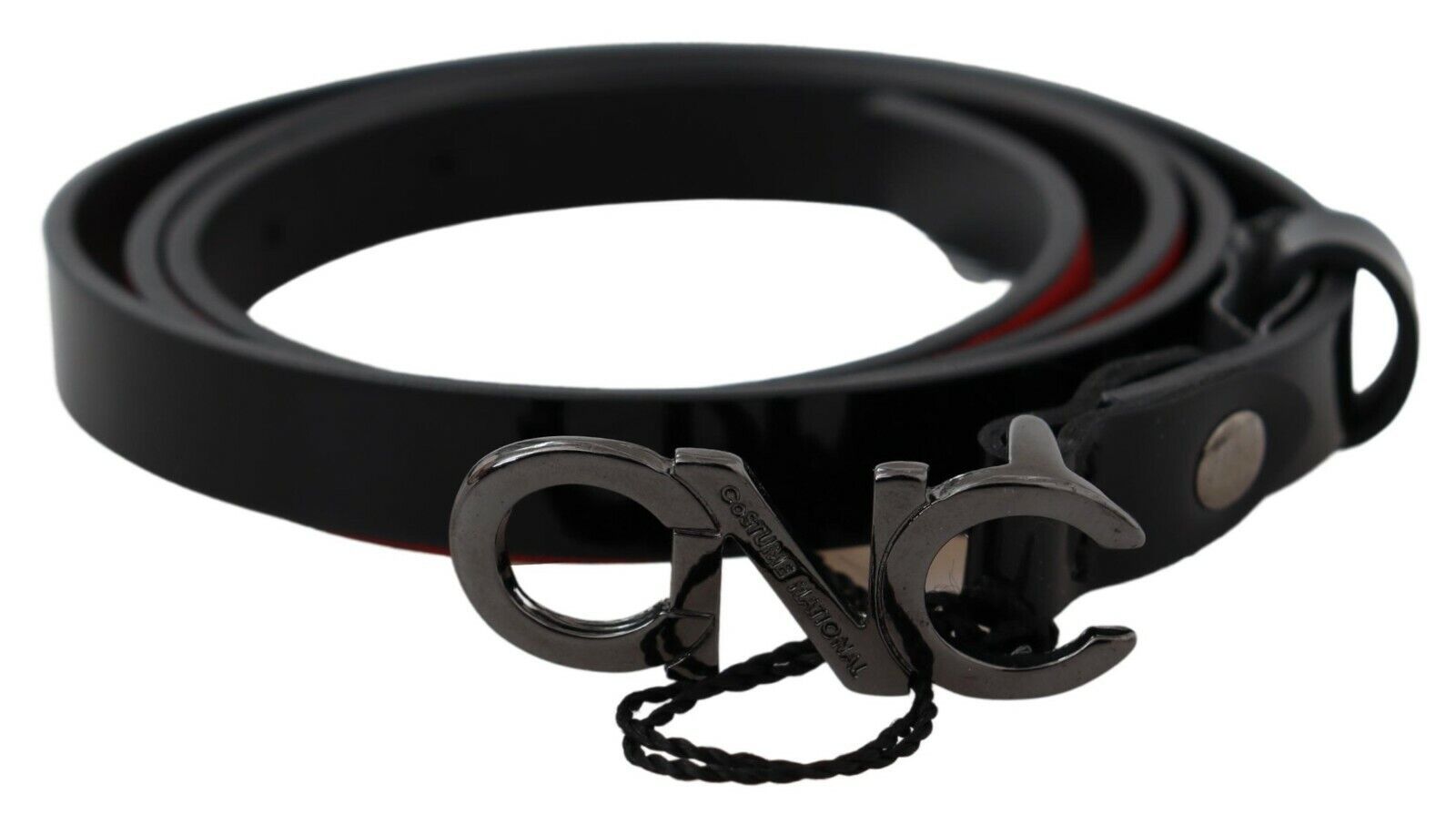 Costume National Logo Buckle Leather Belt — Black by Costume National