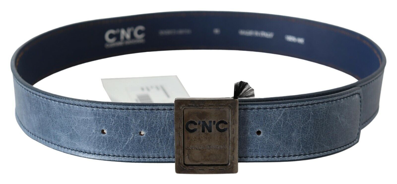 Costume National Logo Buckle Leather Belt — Blue by Costume National