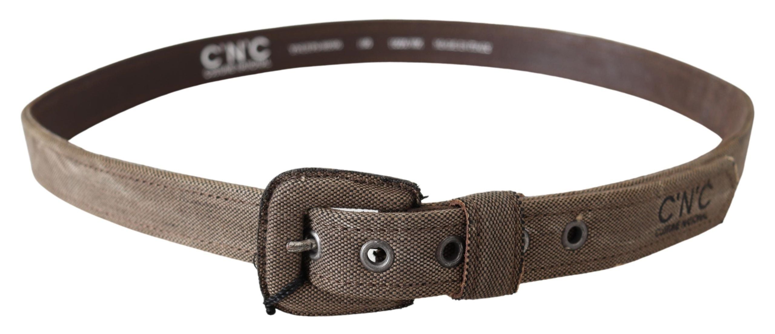 Costume National Leather Logo Buckle Belt — Brown, view 2