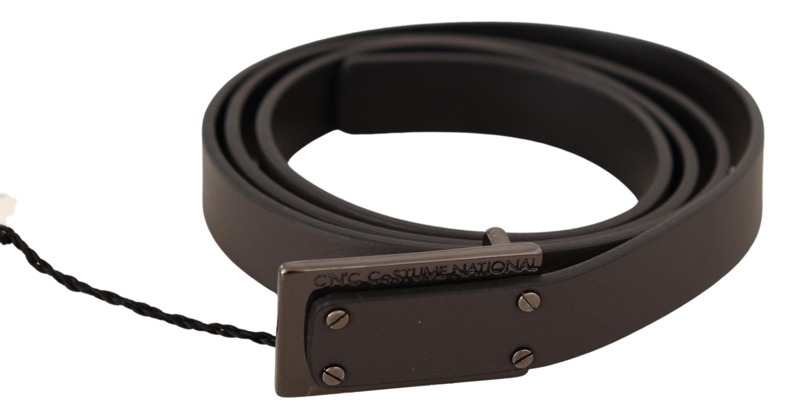 Costume National Leather Logo Buckle Belt — Brown by Costume National