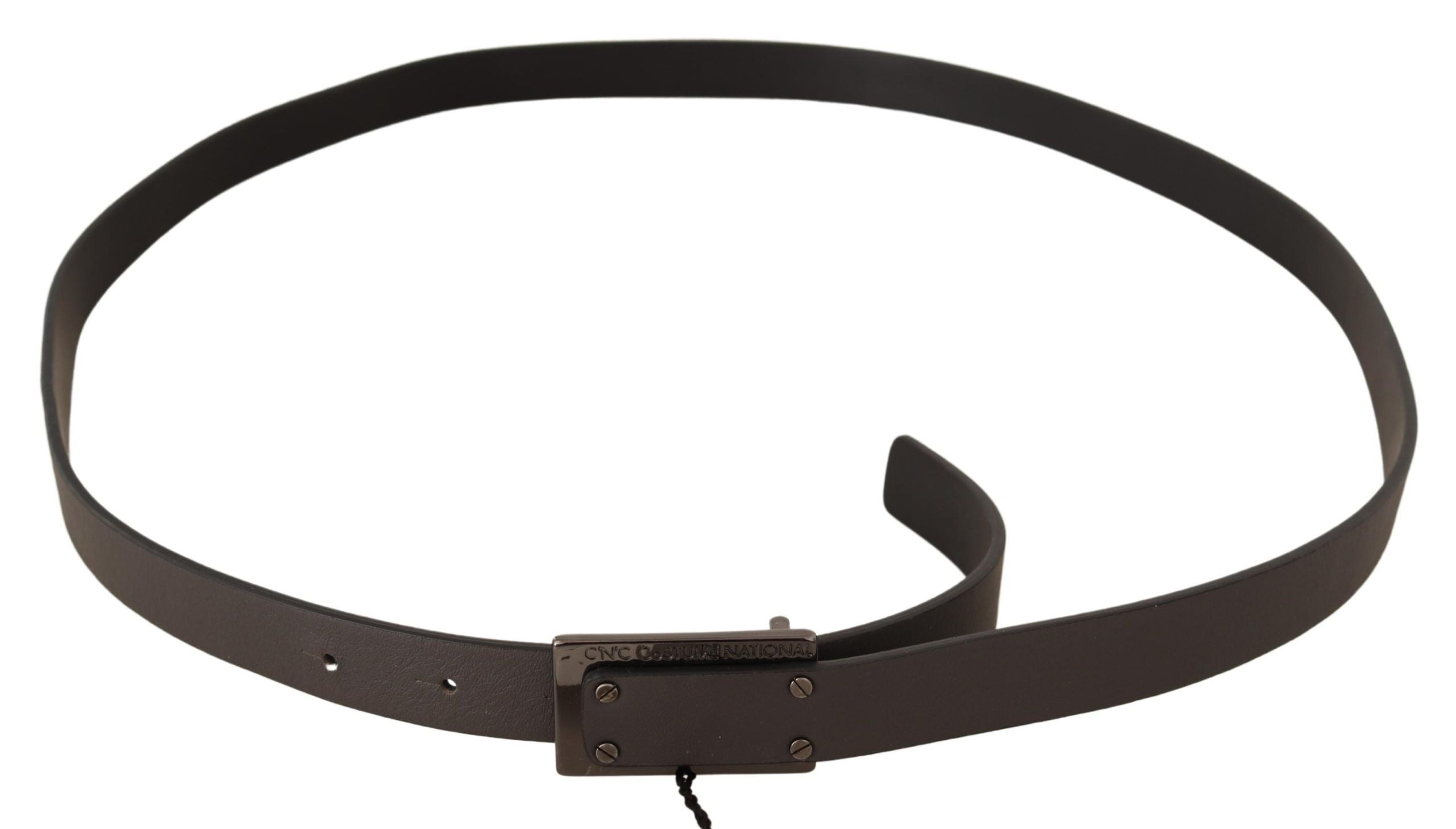 Costume National Leather Logo Buckle Belt — Brown, view 4