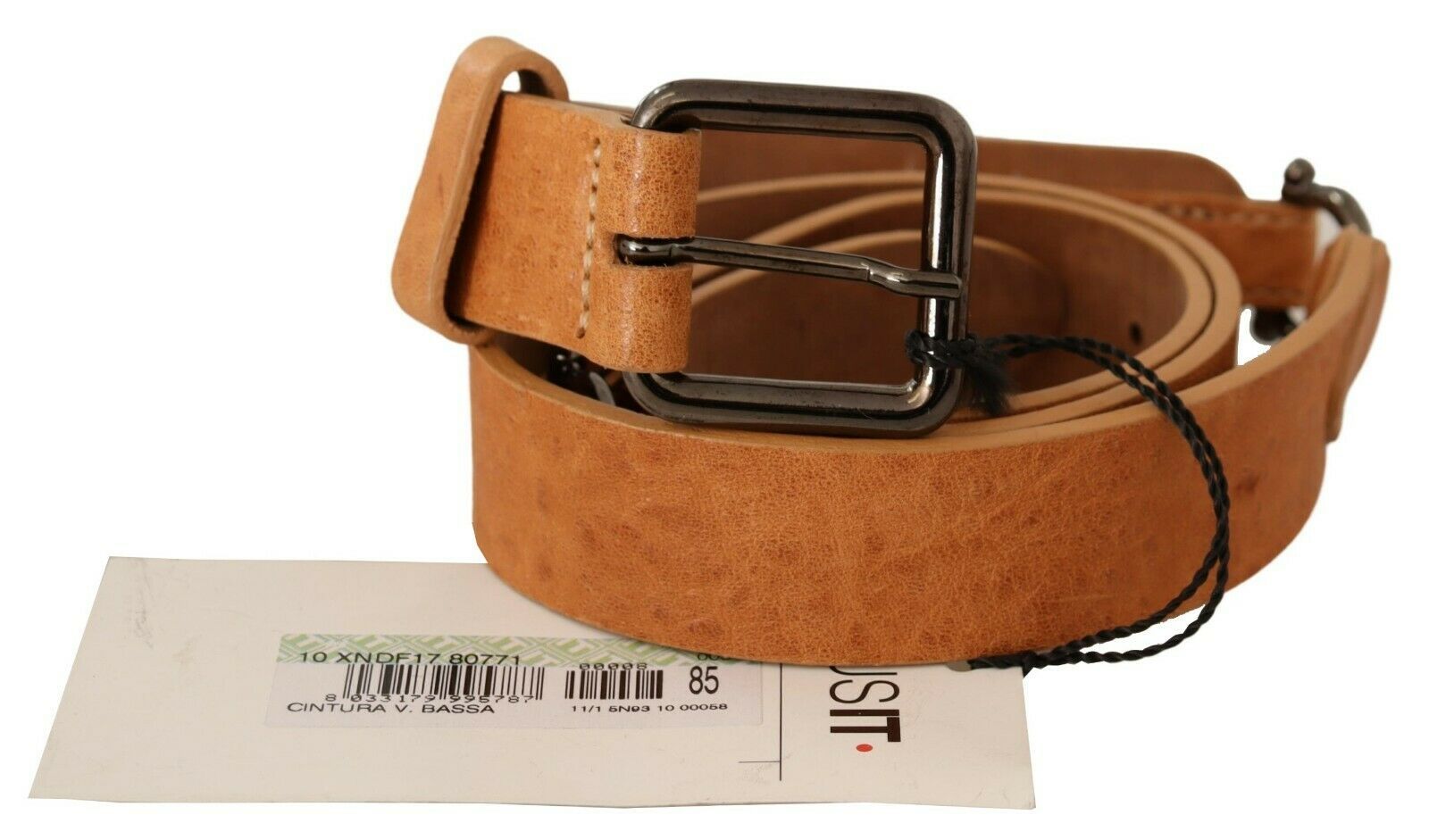 Costume National Leather Buckle Waist Belt — Brown, view 3