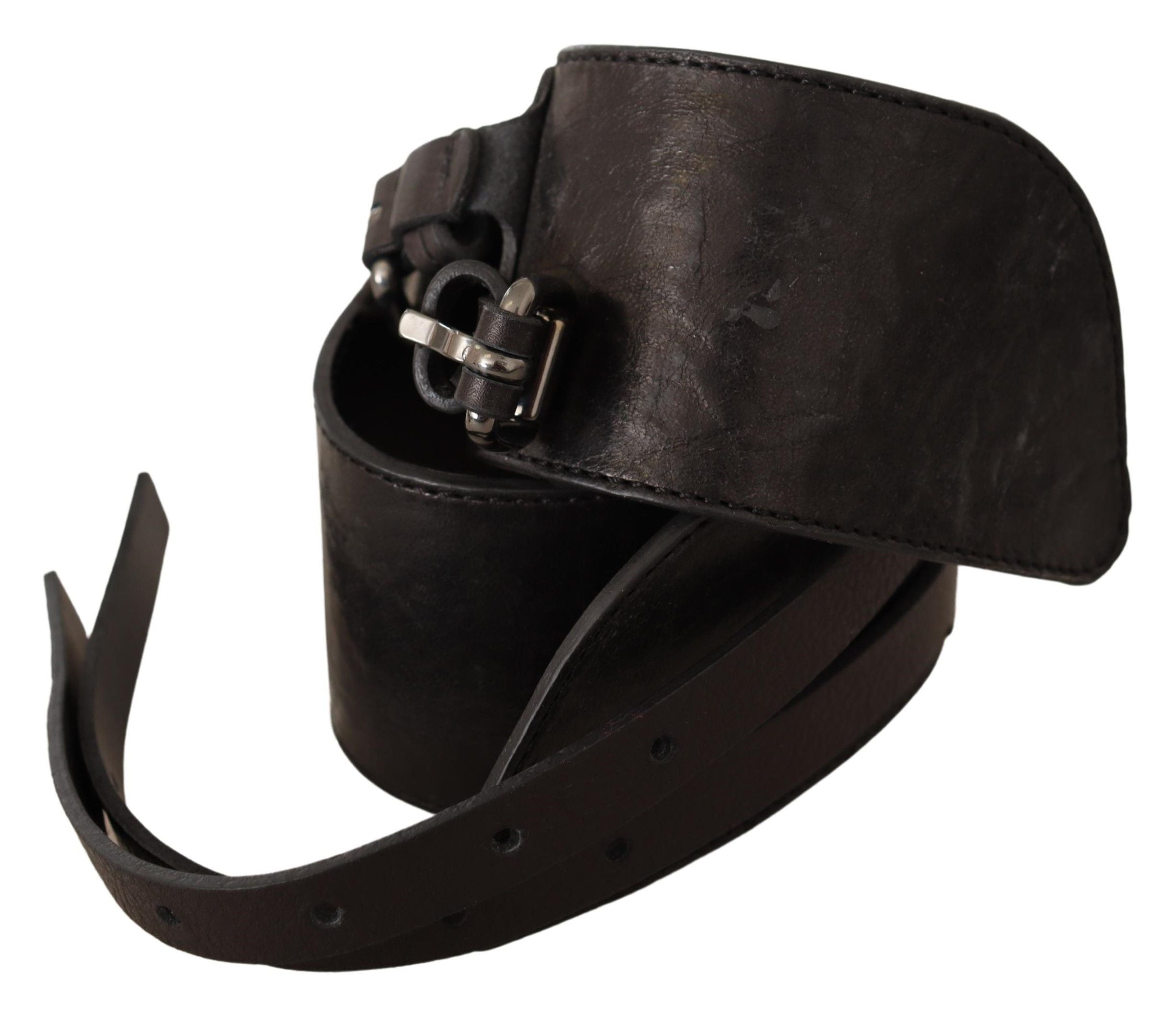 Costume National Leather Double Buckle Belt — Brown by Costume National