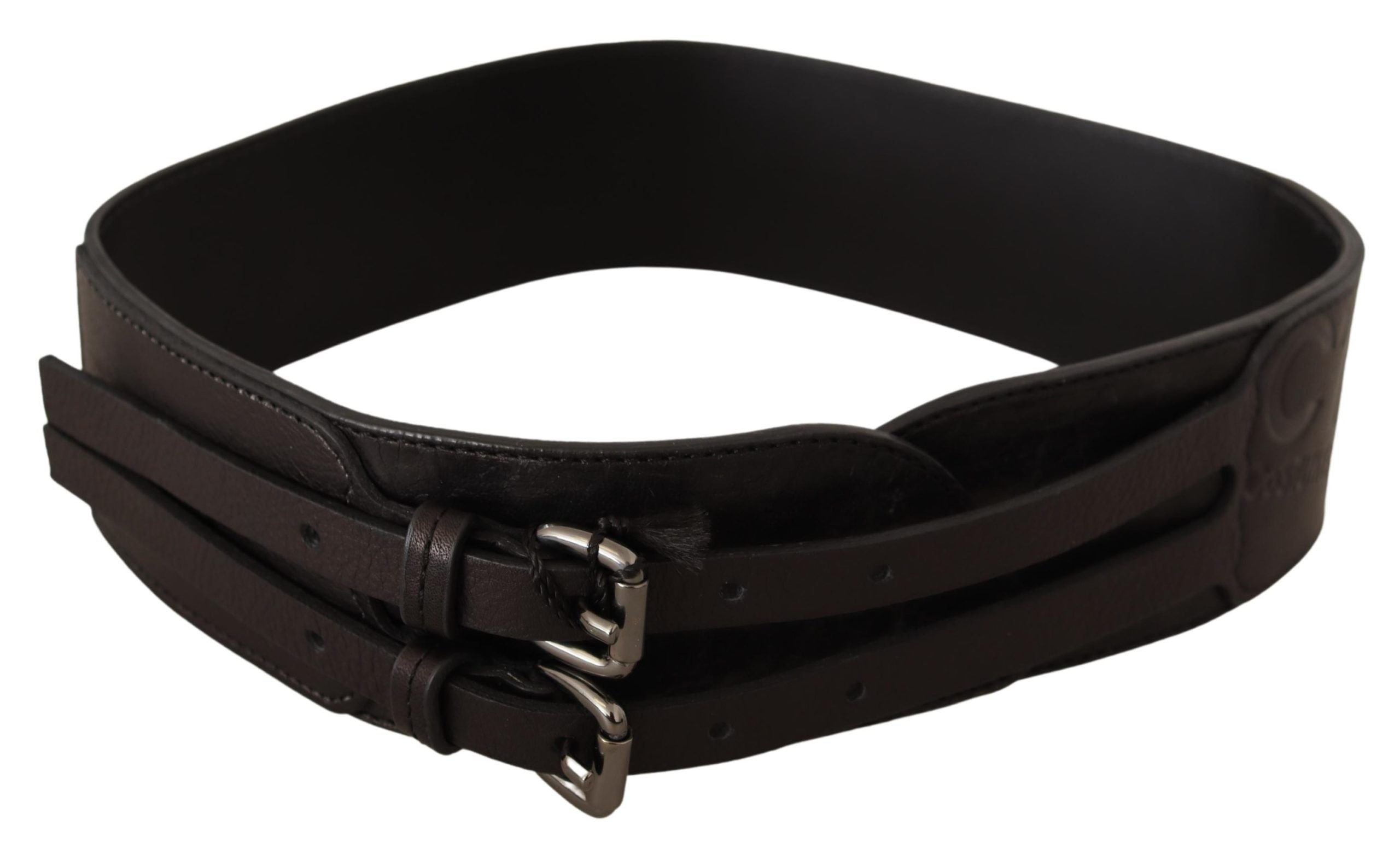 Costume National Leather Double Buckle Belt — Brown, view 2