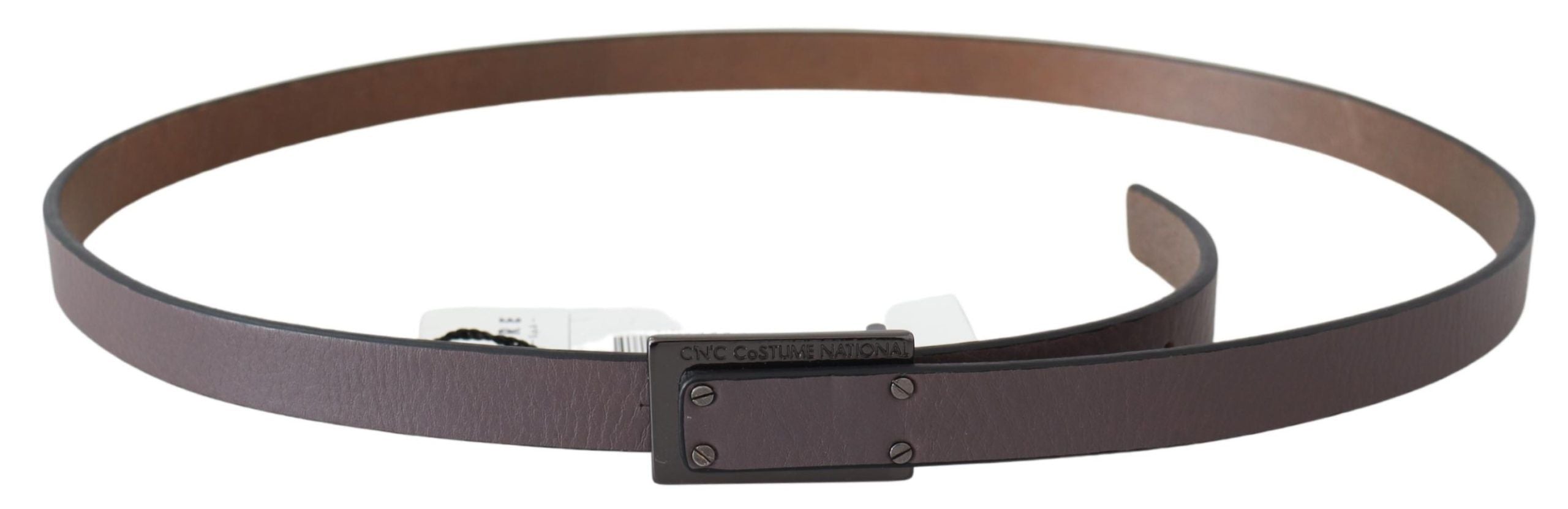 Costume National Leather Logo-Buckle Belt — Brown, view 2