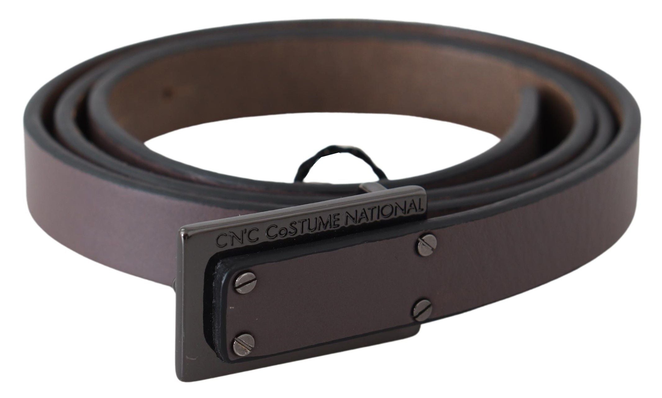 Costume National Leather Logo-Buckle Belt — Brown, view 3