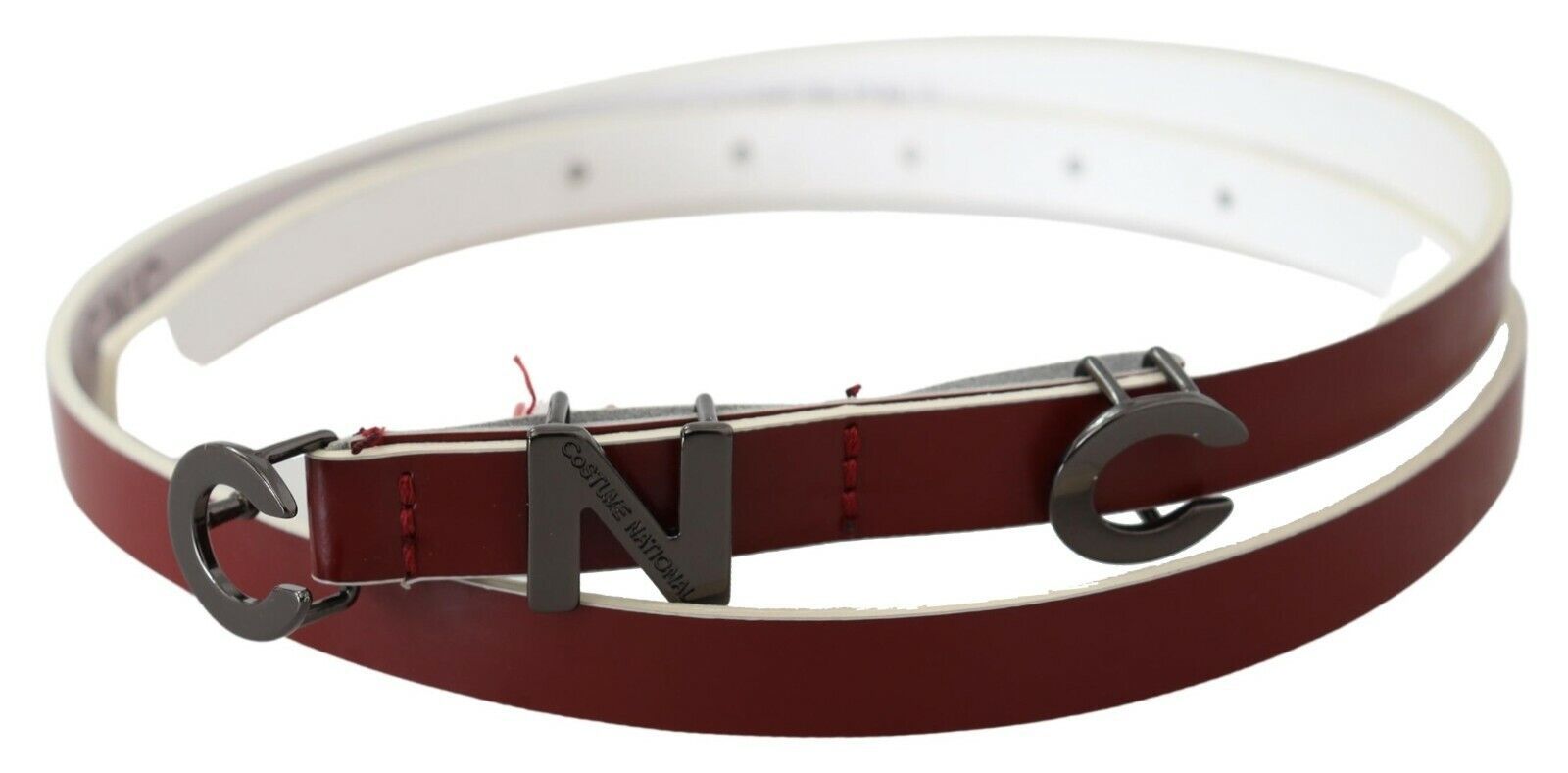 Costume National Leather Logo Belt — Red, view 2