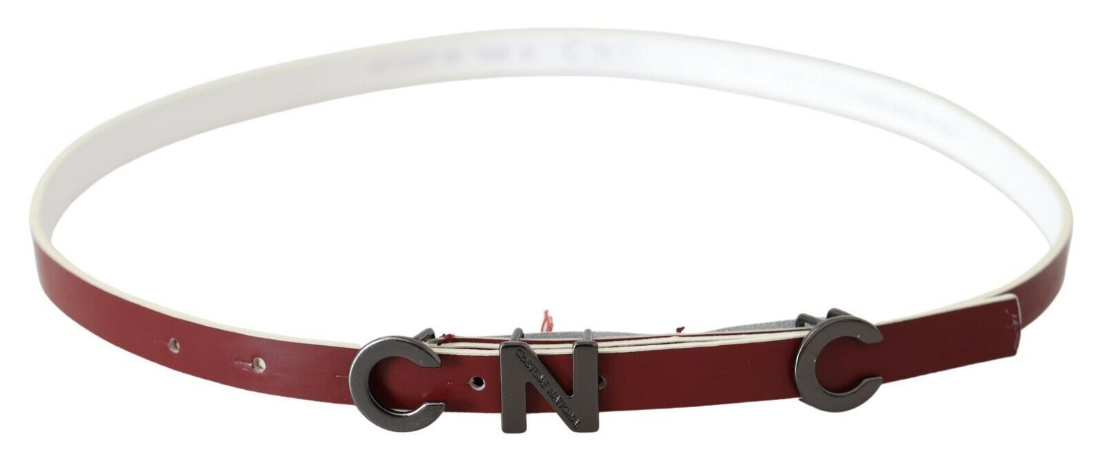 Costume National Leather Logo Belt — Red, view 3