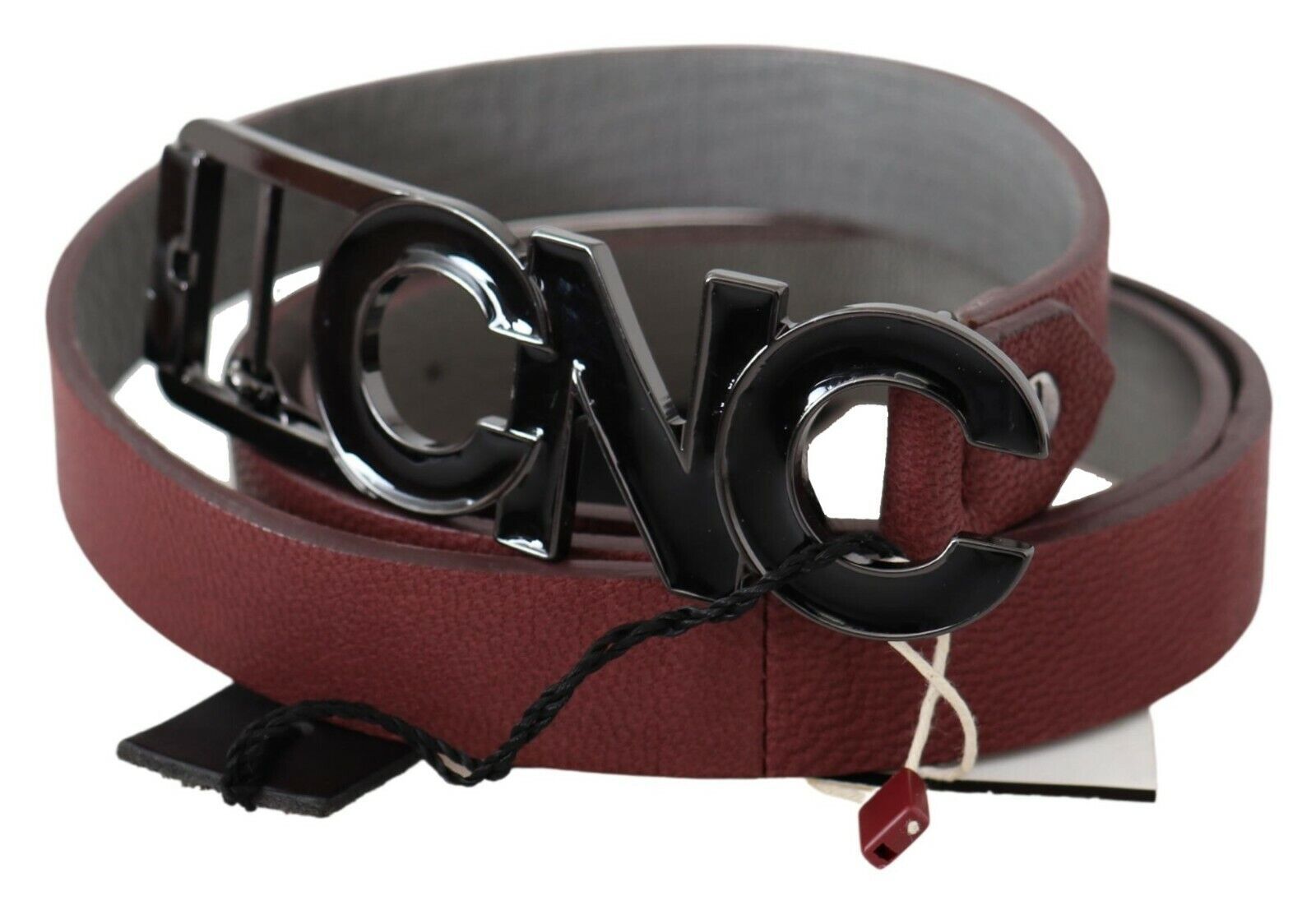 Costume National Leather Logo Belt — Red, view 3