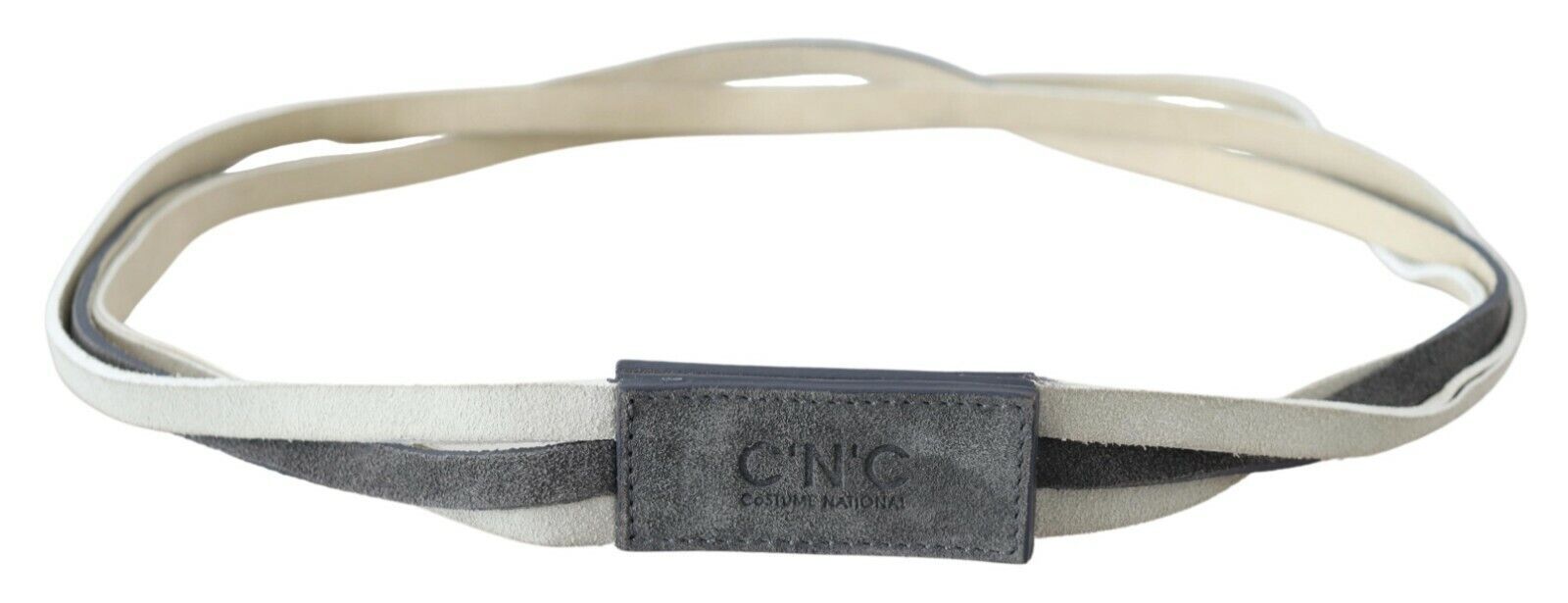 Costume National Velvet Logo-Embossed Leather Belt — White, view 2