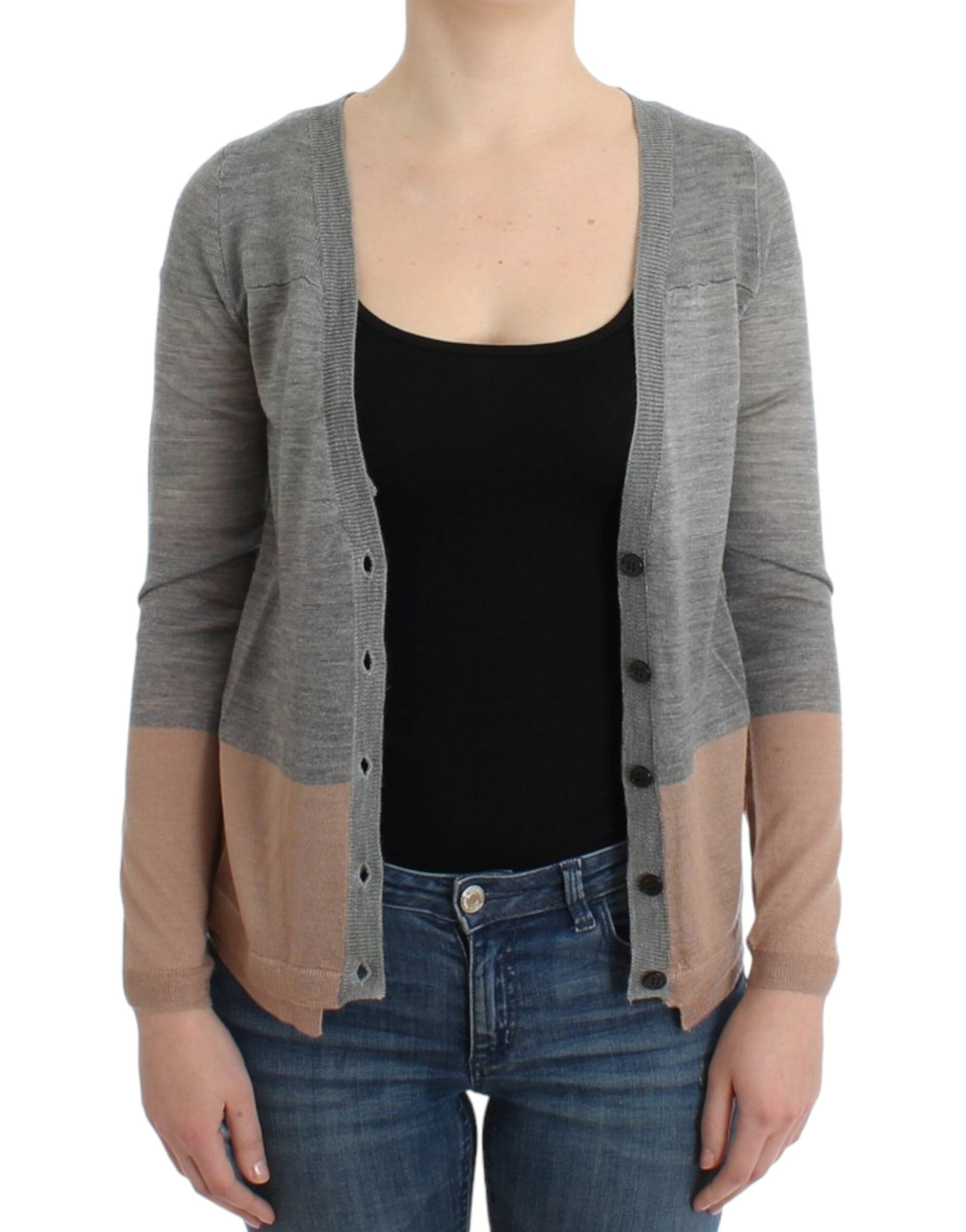 Costume National Lightweight Striped Cardigan — Gray, view 3
