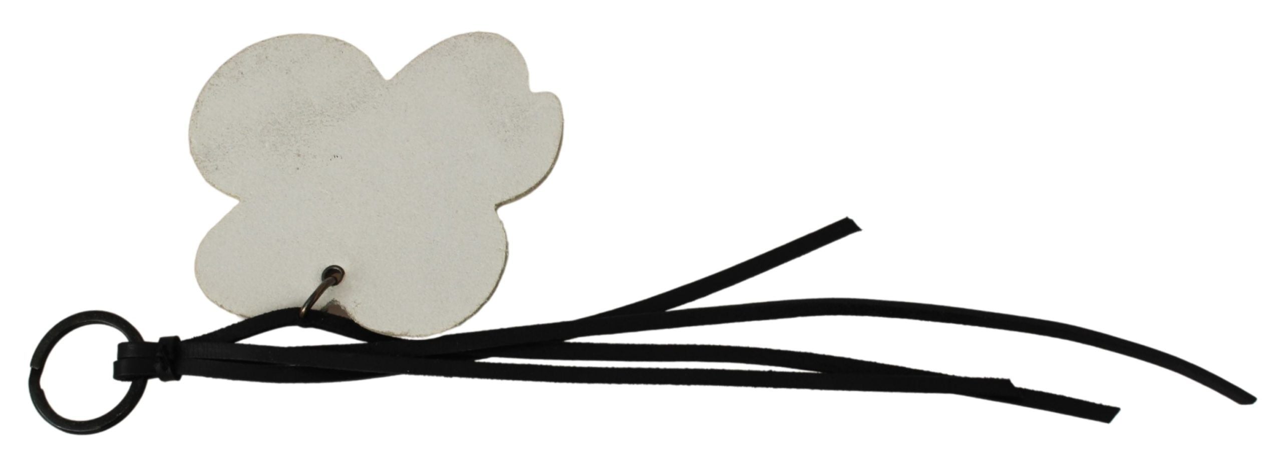 Costume National Butterfly Logo Leather Hair Clip — White, view 2