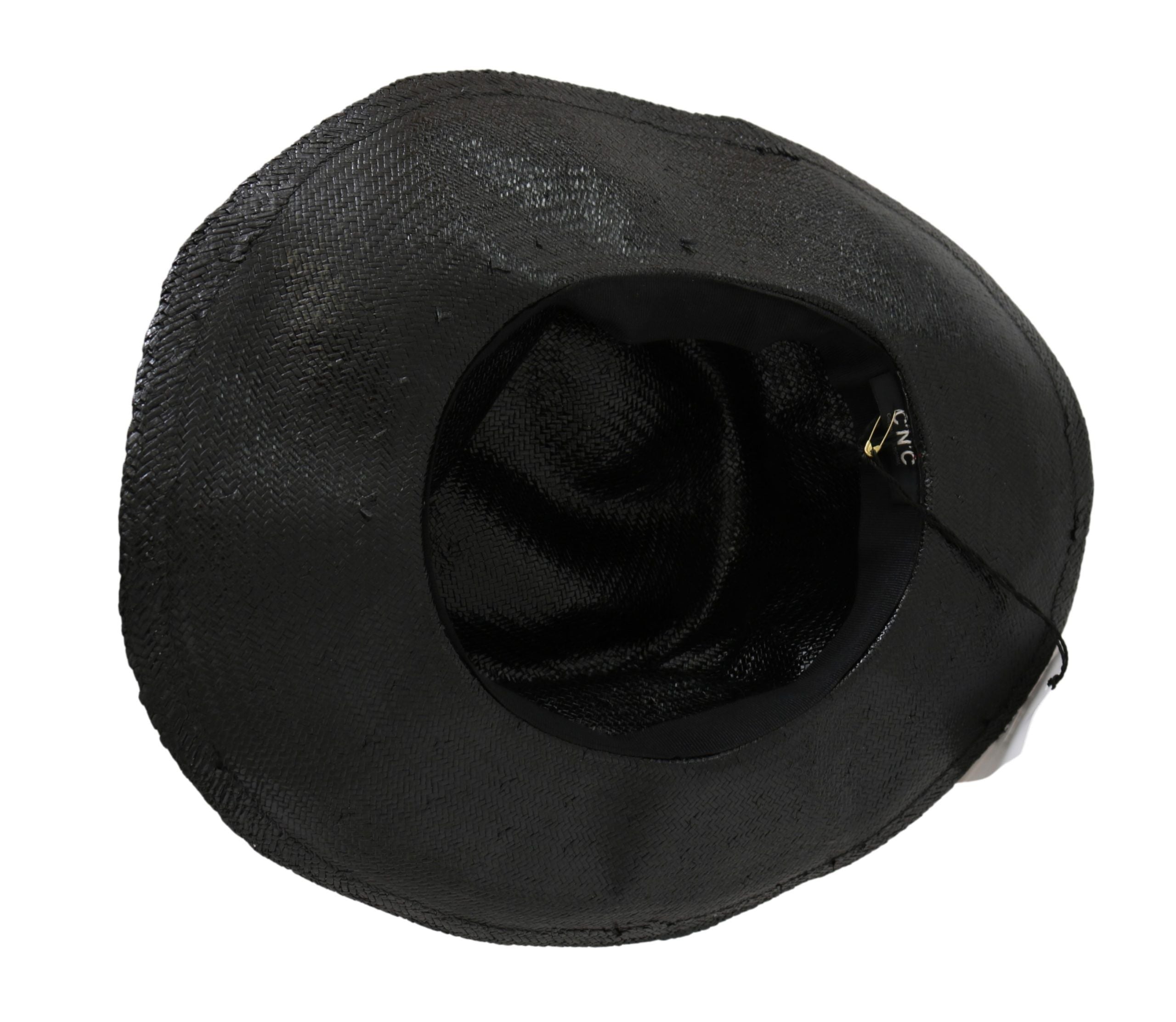 Costume National HAT20018 Wide-Brim Straw Sun Hat — Black, view 4