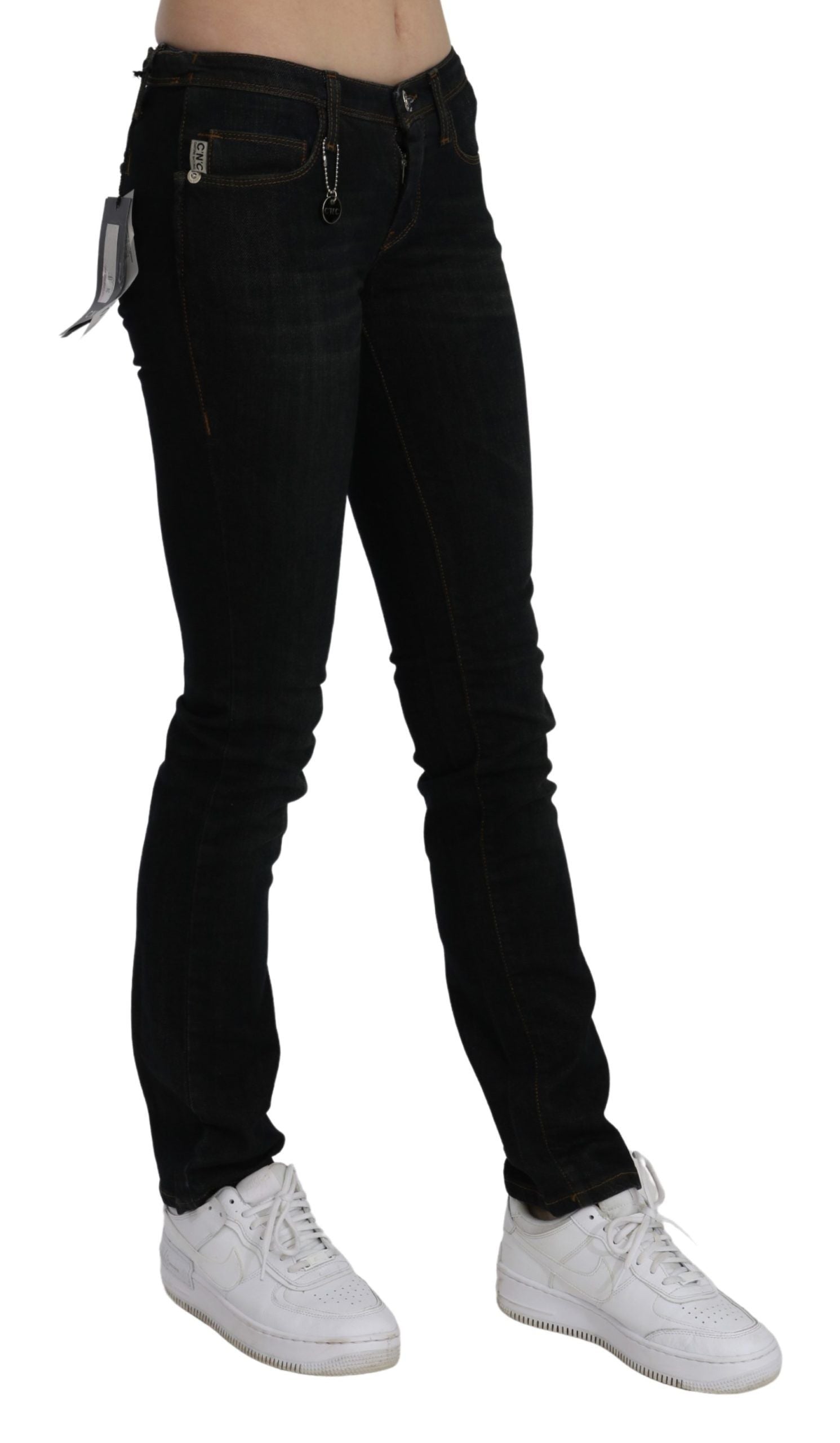 Costume National Mid Waist Skinny Denim Jeans — Black, view 2
