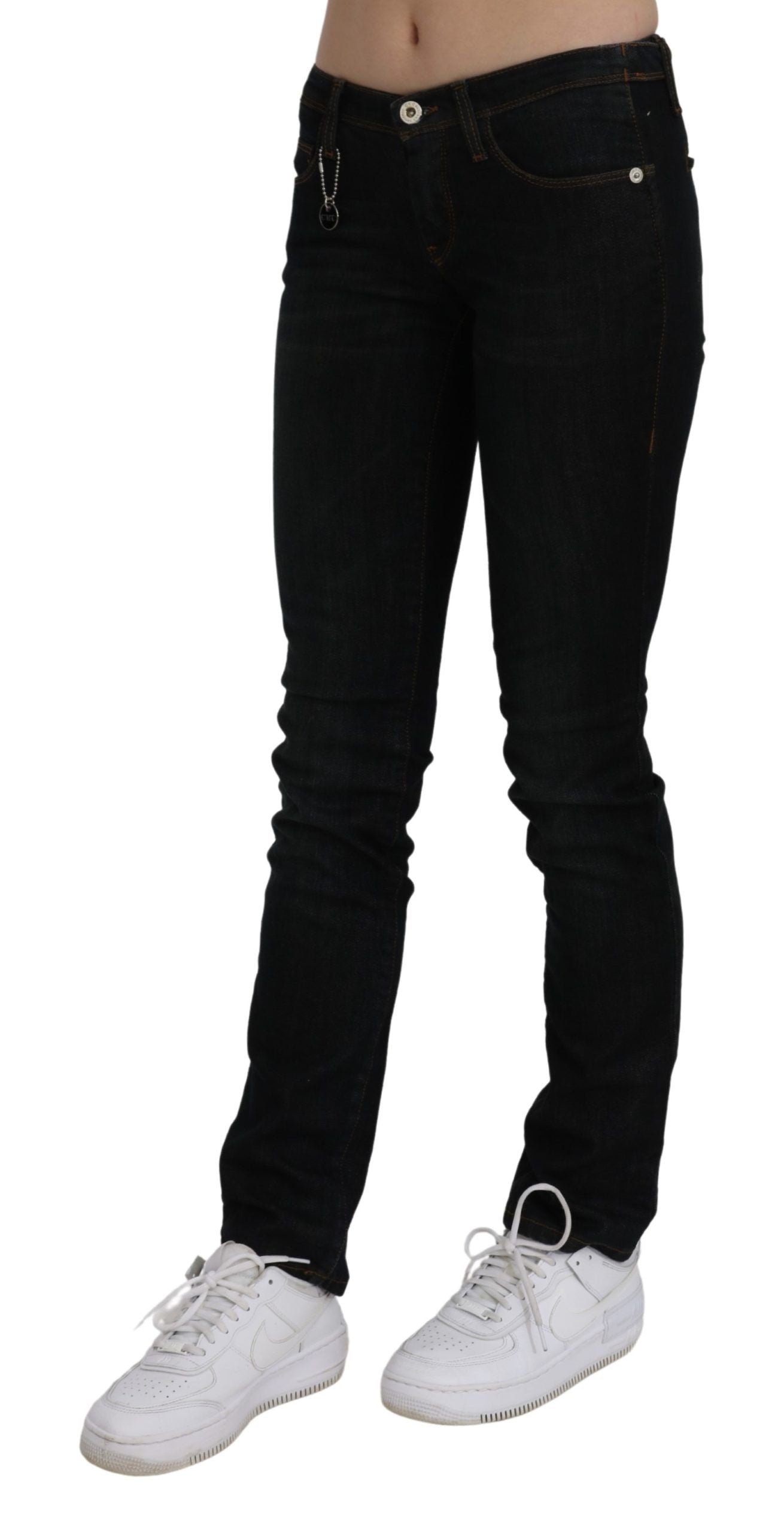 Costume National Mid Waist Skinny Denim Jeans — Black, view 3