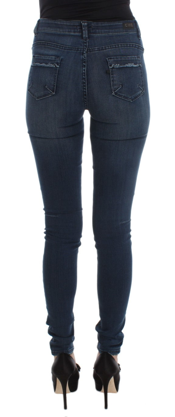 Costume National Cotton Blend Slim Fit Jeans — Blue, view 3