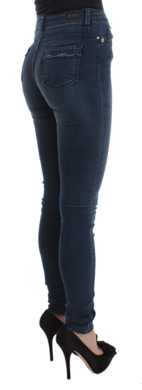 Costume National Cotton Blend Slim Fit Jeans — Blue, view 4