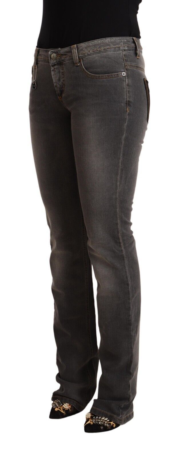 Costume National Gray Washed Low Waist Jeans — Gray, view 2