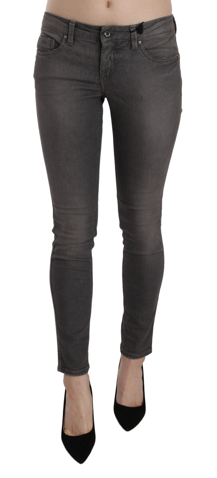 Costume National Low Waist Skinny Denim Jeans — Gray, view 2