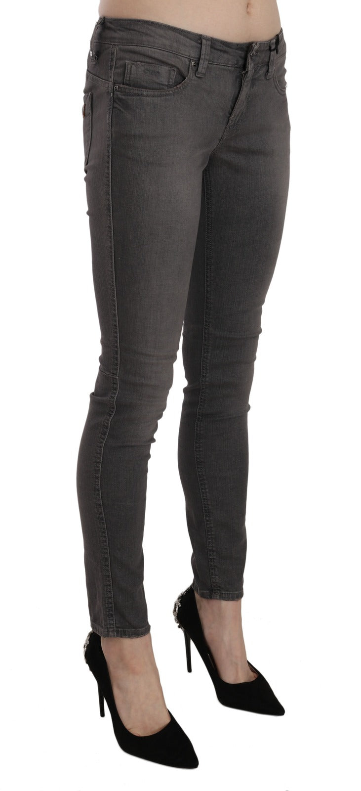 Costume National Low Waist Skinny Denim Jeans — Gray, view 3