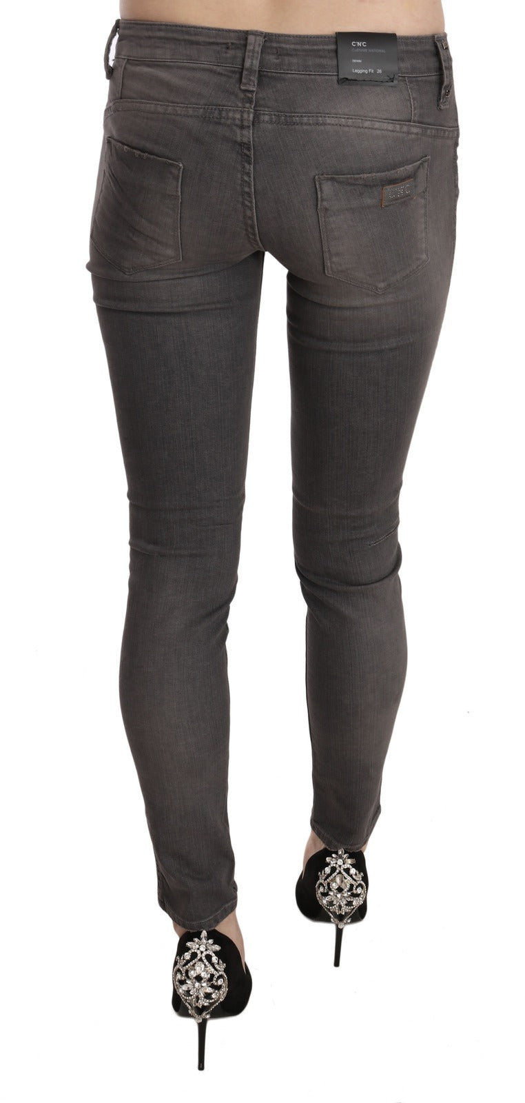 Costume National Low Waist Skinny Denim Jeans — Gray, view 4