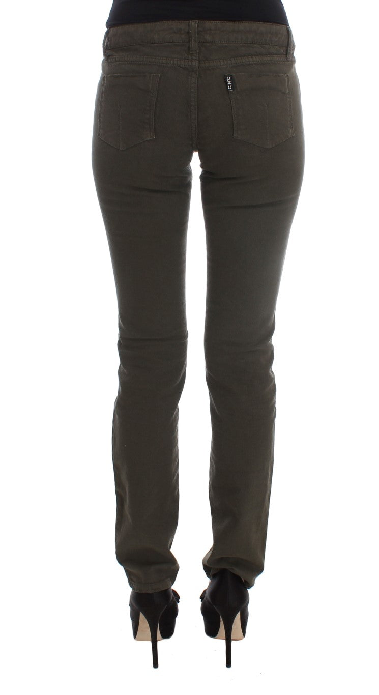 Costume National Cotton Blend Slim Fit Jeans — Green, view 3