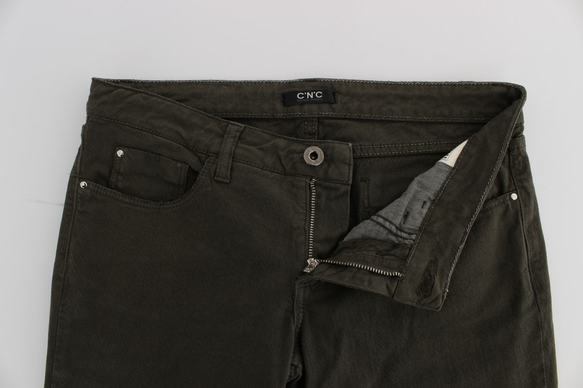 Costume National Cotton Blend Slim Fit Jeans — Green, view 5