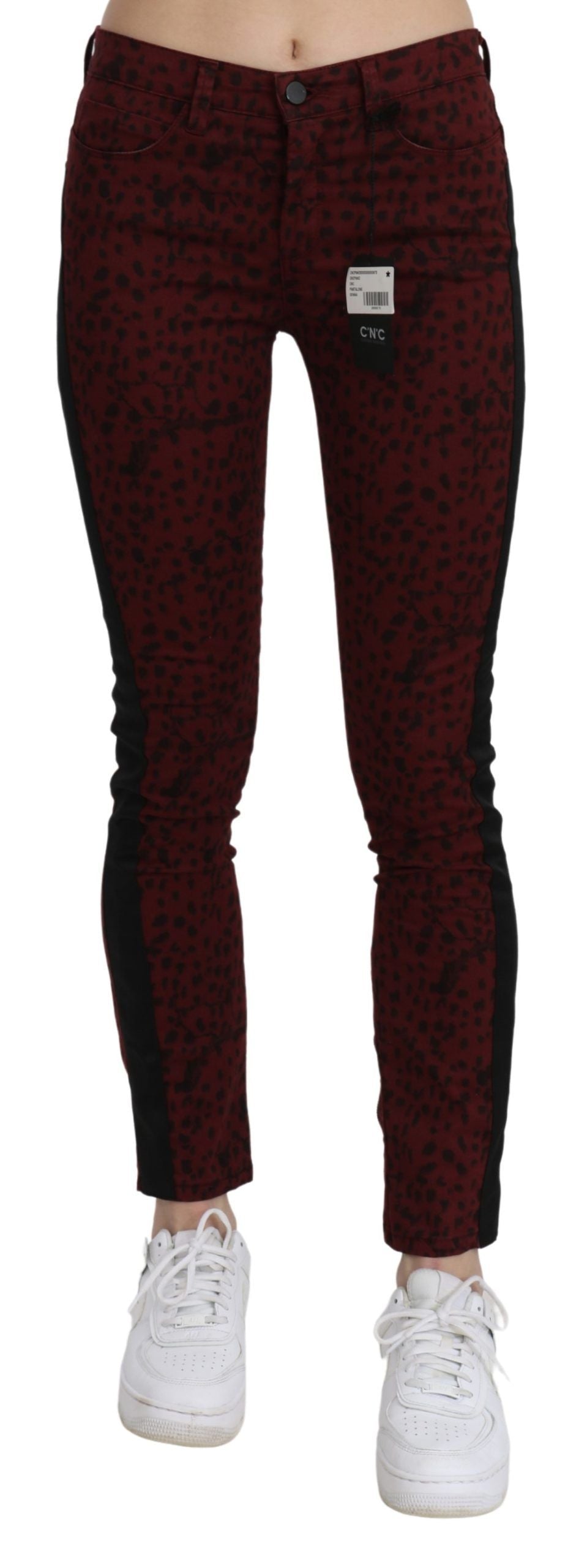 Costume National Mid Waist Slim Fit Cotton Jeans — Red by Costume National