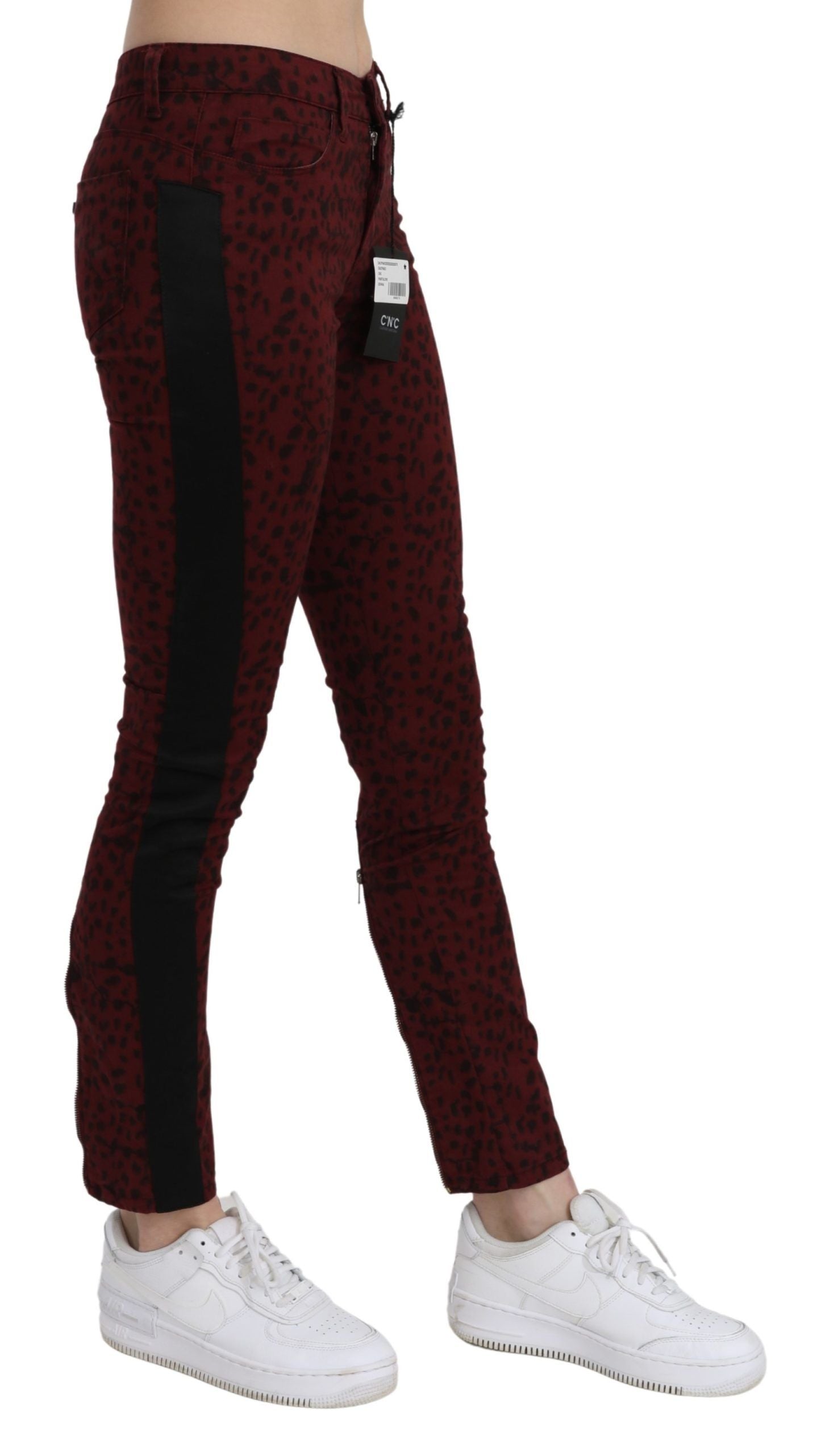 Costume National Mid Waist Slim Fit Cotton Jeans — Red, view 2