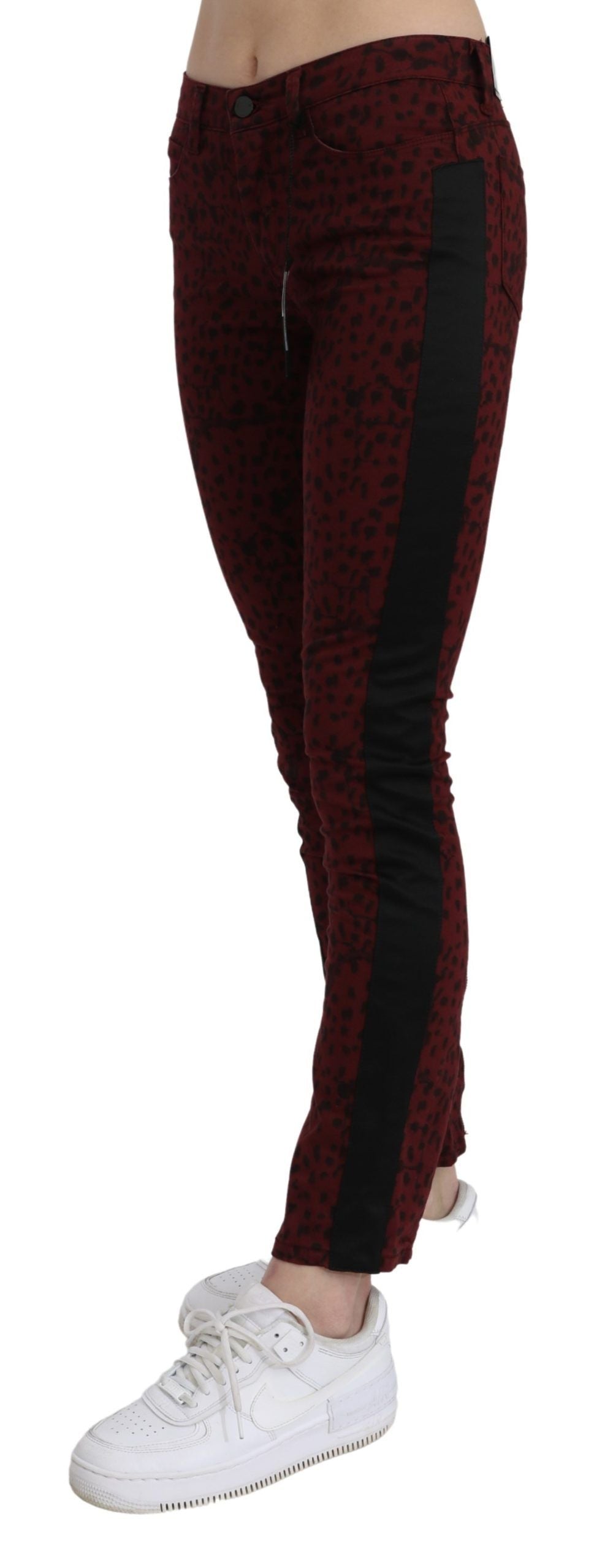 Costume National Mid Waist Slim Fit Cotton Jeans — Red, view 3