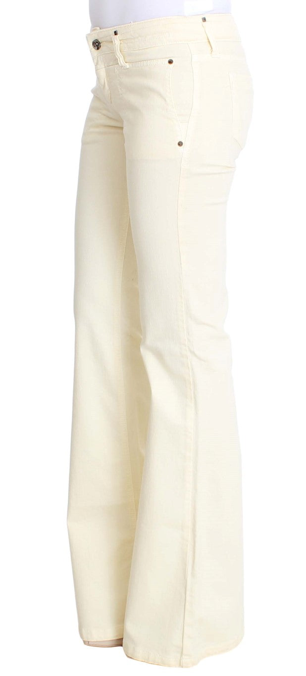 Costume National Cotton Stretch Flare Jeans — White, view 2