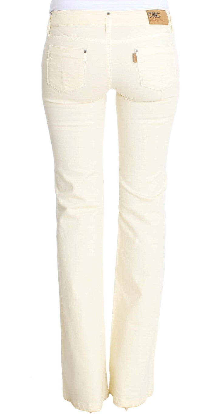 Costume National Cotton Stretch Flare Jeans — White, view 3