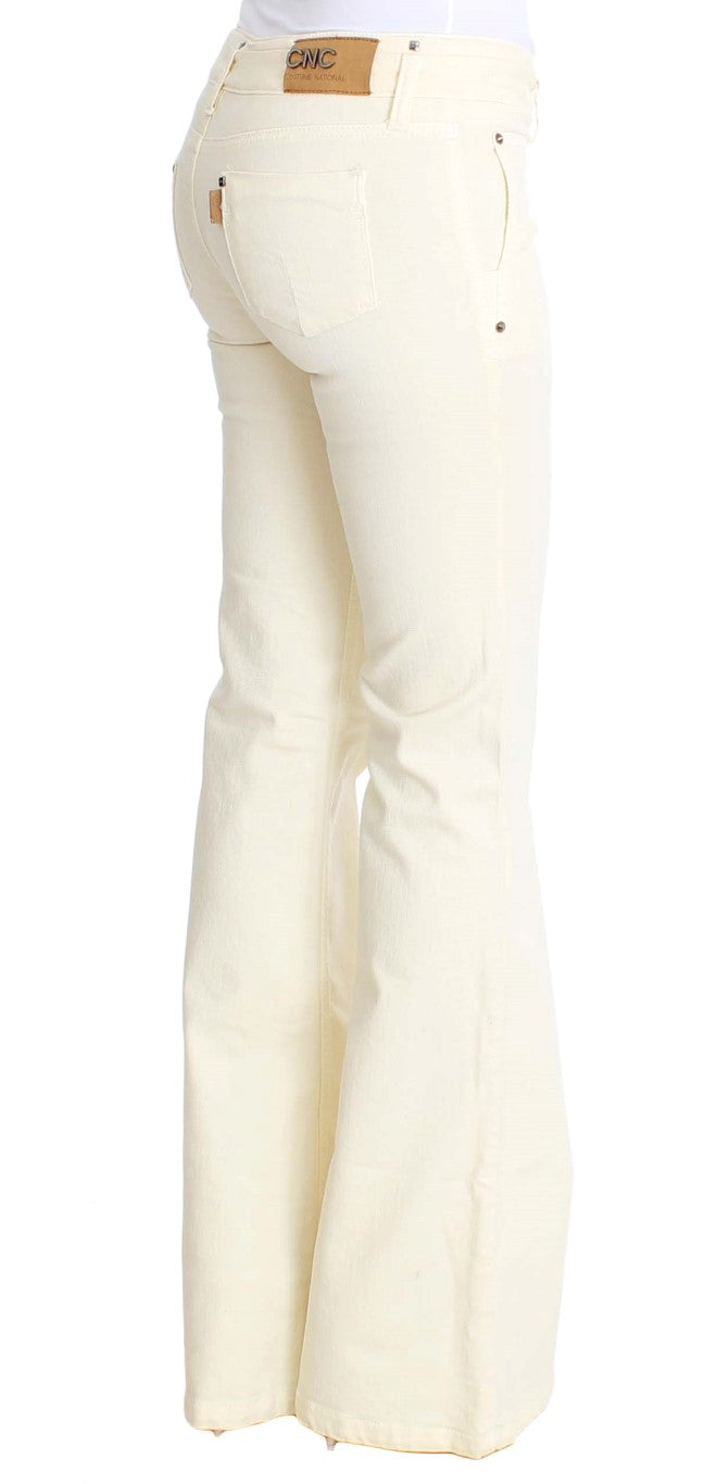 Costume National Cotton Stretch Flare Jeans — White, view 4