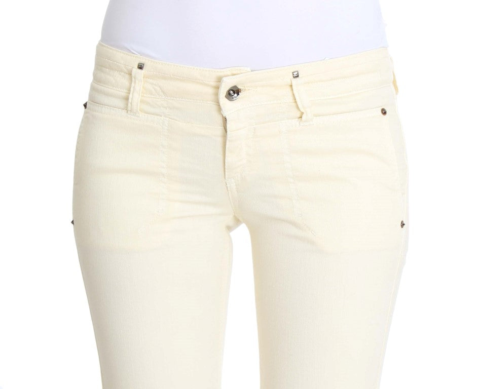 Costume National Cotton Stretch Flare Jeans — White, view 5