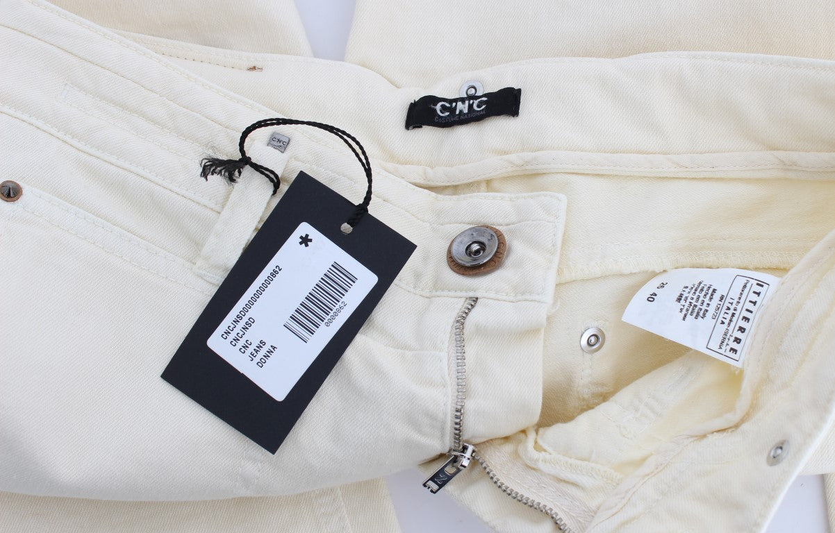 Costume National Cotton Stretch Flare Jeans — White, view 6